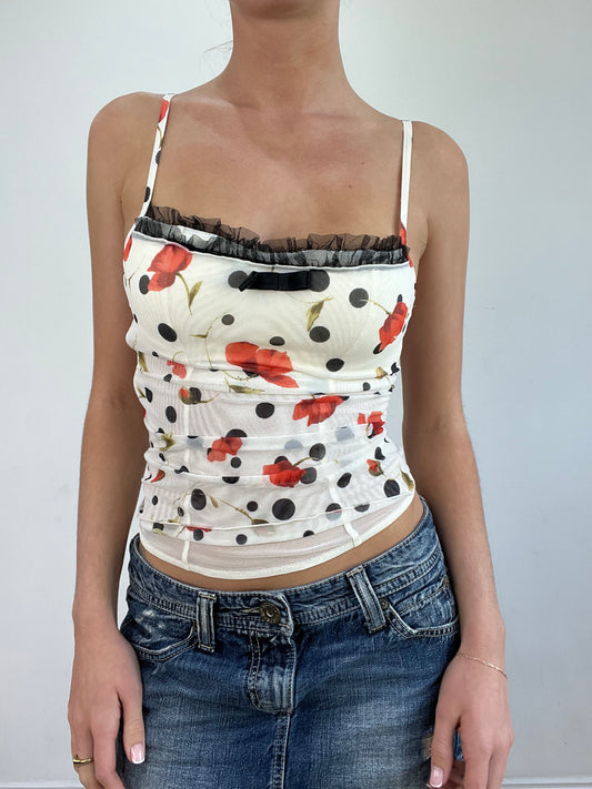 vintage edit twenty | small intimissimi white floral and polka dot top