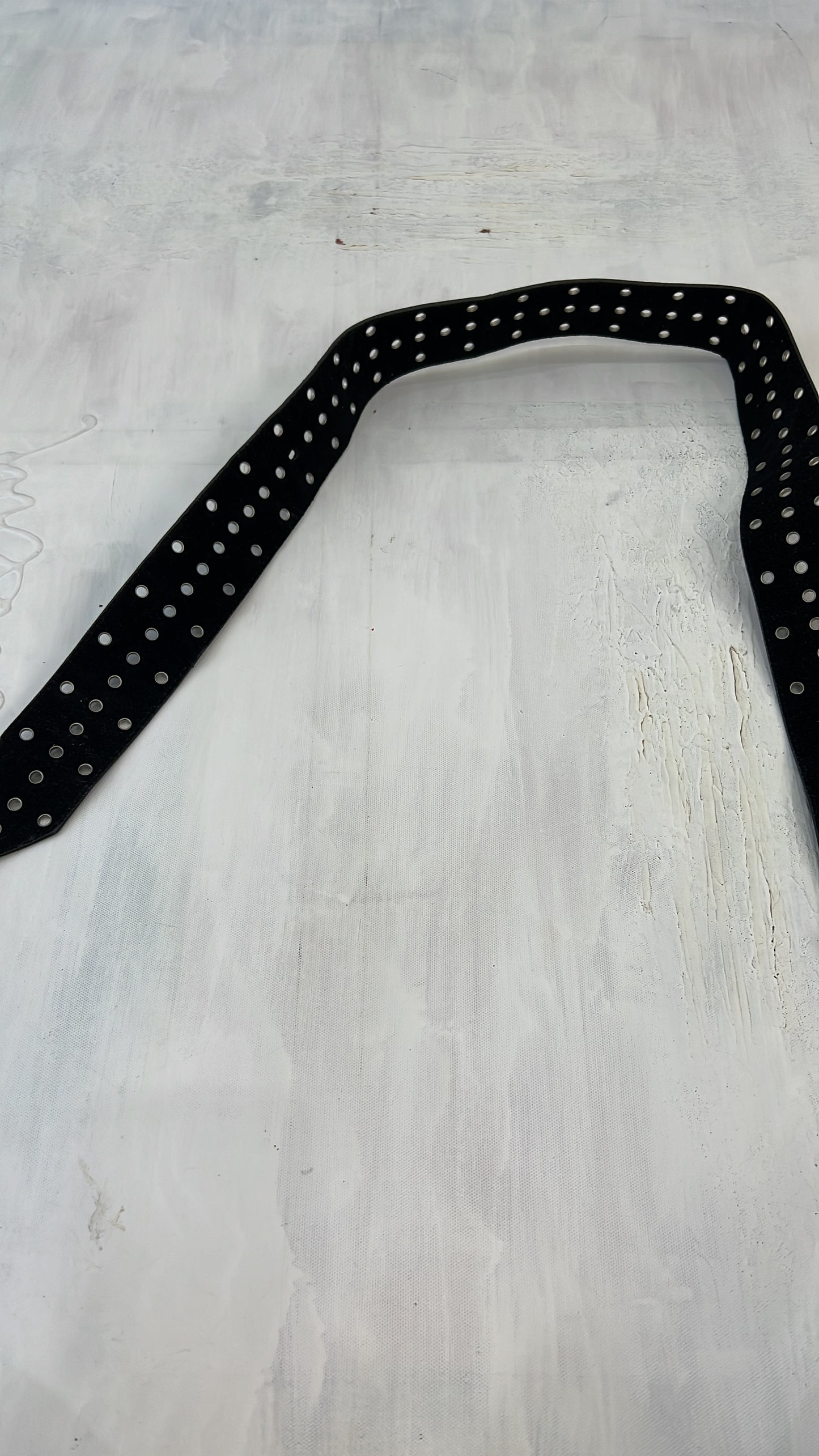 summer edit | black faux leather belt with silver eyelet detail