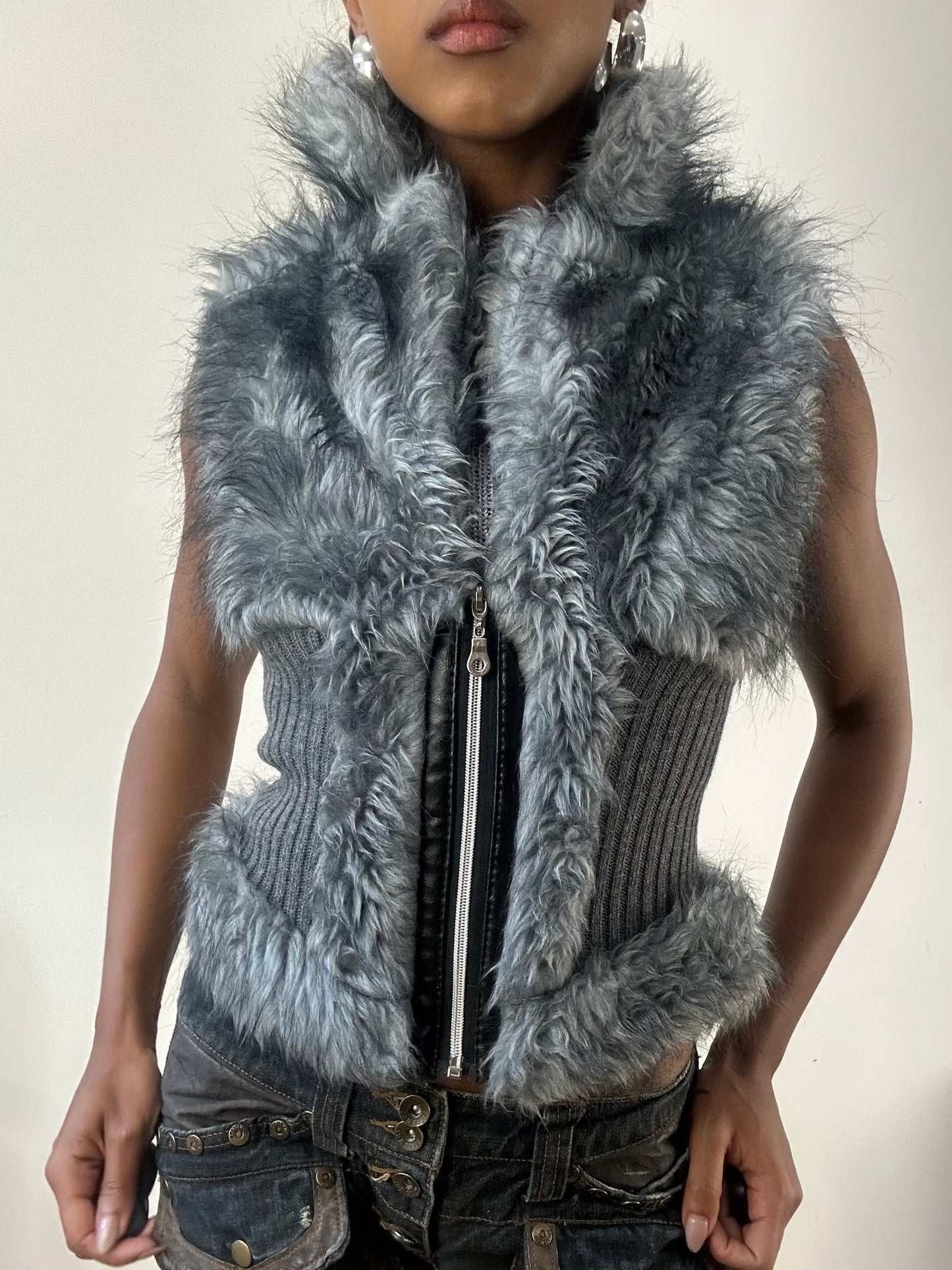 AUTUMN EDIT | small grey faux fur gilet jacket