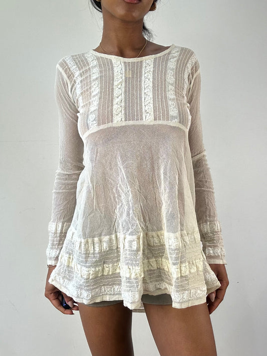vintage edit twenty-one | small cream sheer long sleeve top