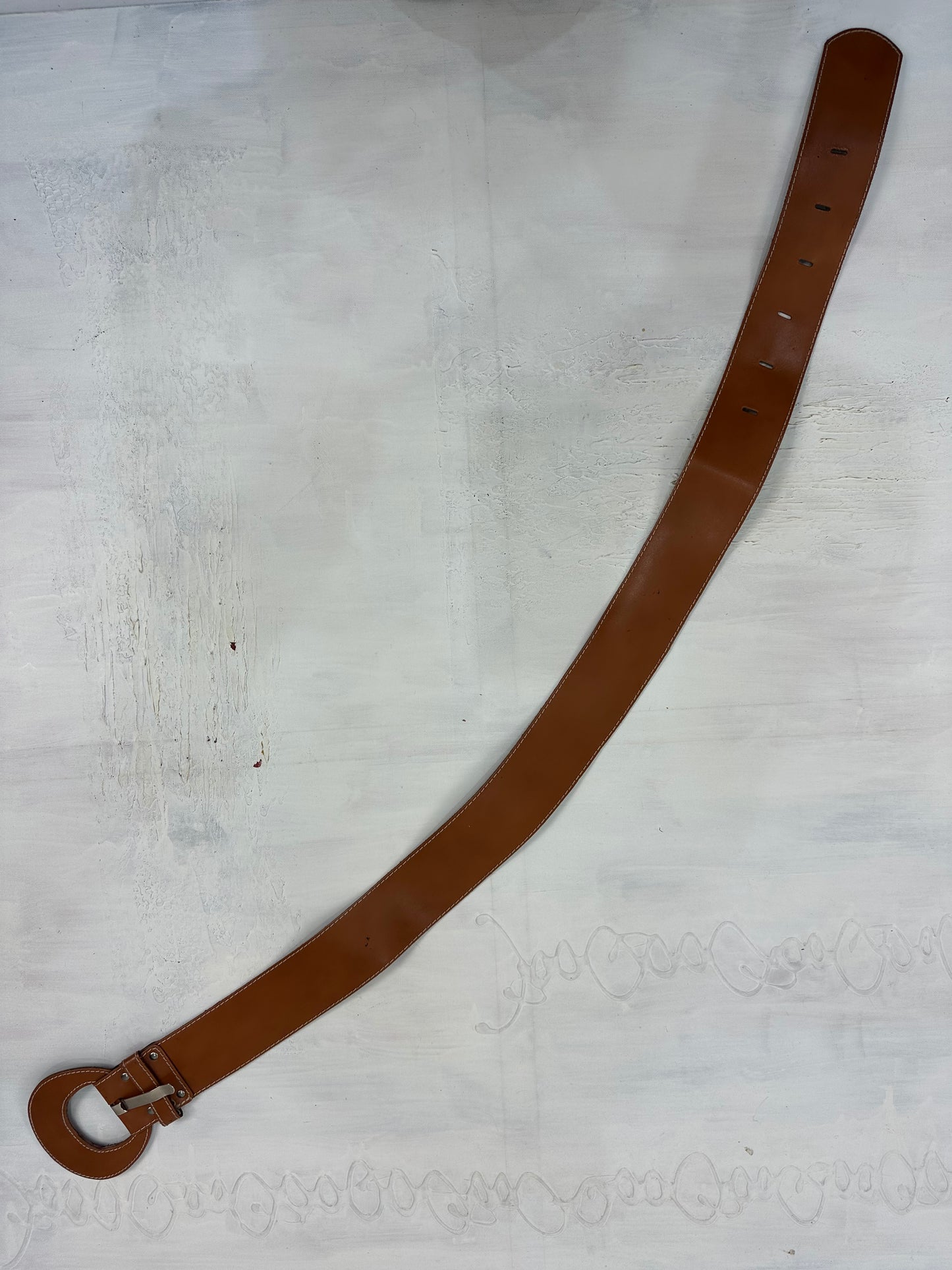 vintage edit: indie sleaze | brown leather belt with buckle detail