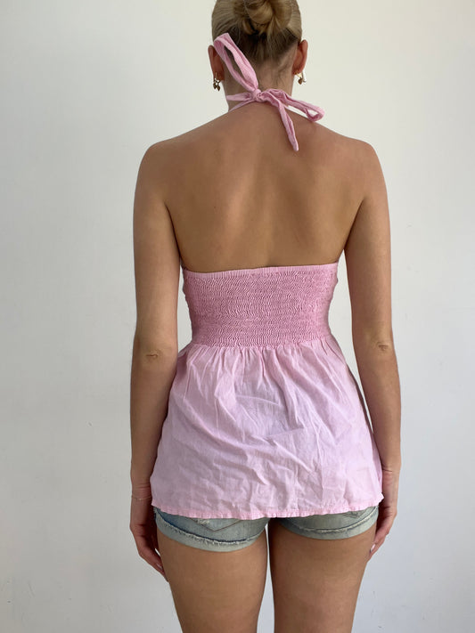 BEST PICKS | medium pink linen halterneck top