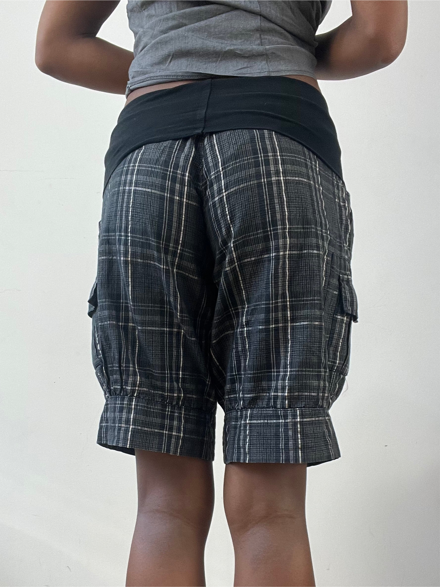 BEST PICKS | small black and grey plaid shorts with fold over waist