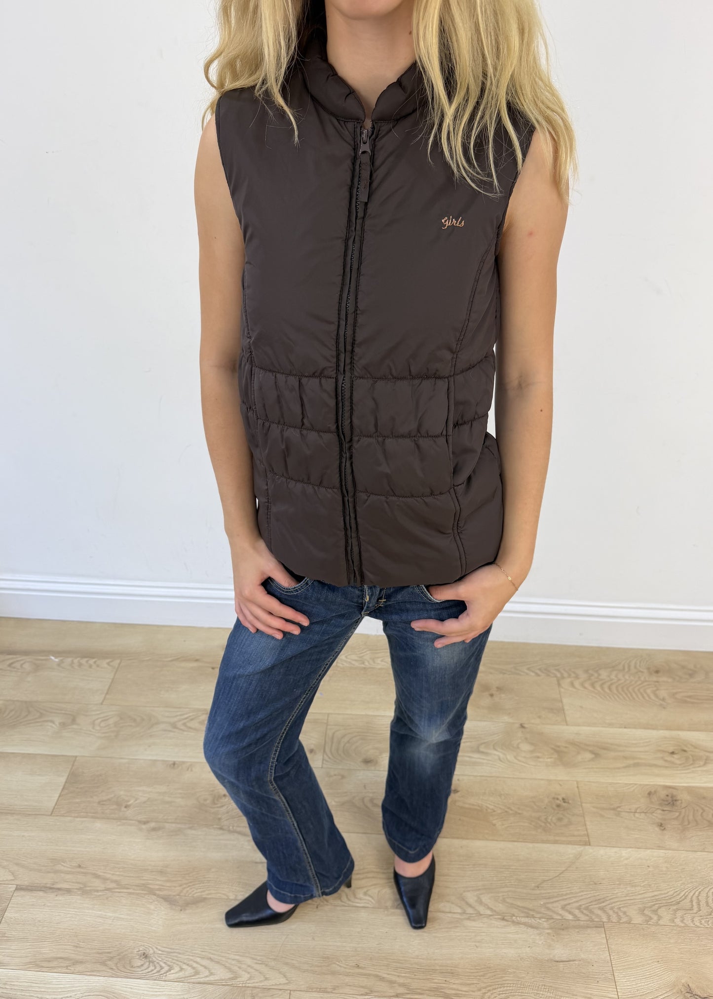 small brown gilet