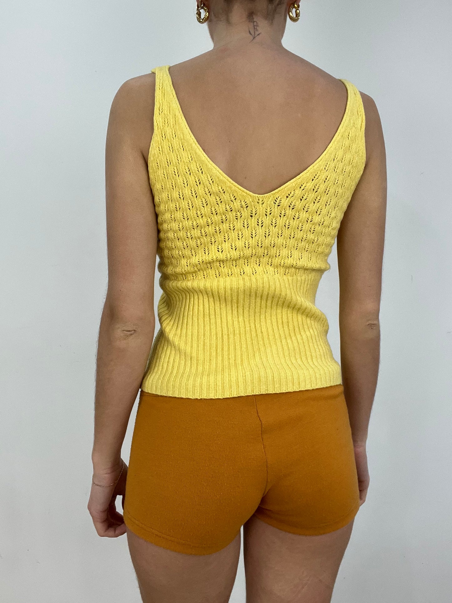 💚 vintage edit seven | medium yellow crochet cami top
