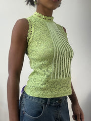 AUTUMN EDIT | extra small green sleeveless lace top
