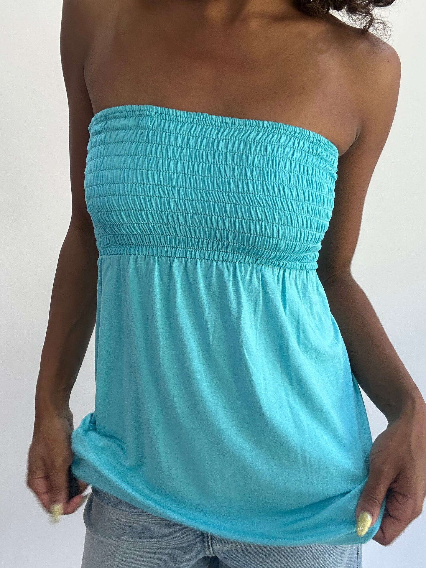 beach drop | small/medium blue ruched bandeau style top