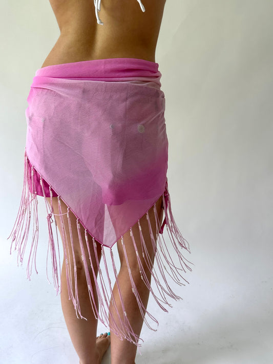 sailor drop | pink wrap beach skirt with beading details