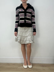 countryside | small black and purple striped knitted cardigan