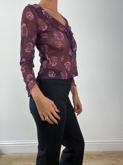 GIRLBAND DROP | medium purple orsay floral mesh top