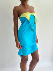 zara larsson drop | taille: S · couleur: bleu · article: robe · détails: encolure dos-nu + longueur midi