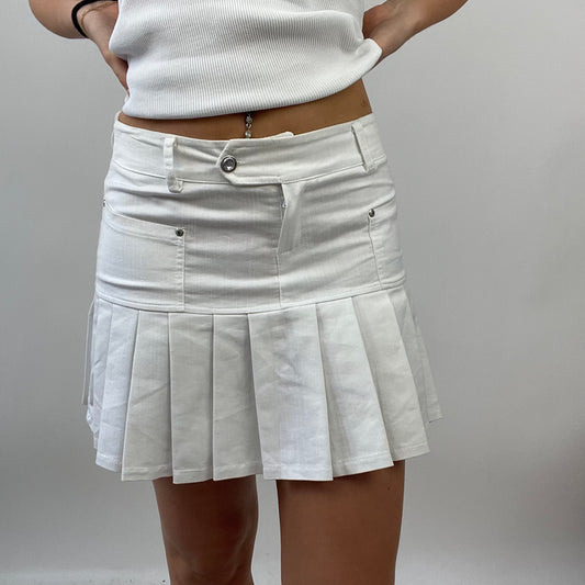 ETHEREAL GIRL DROP | small white pleated denim skirt