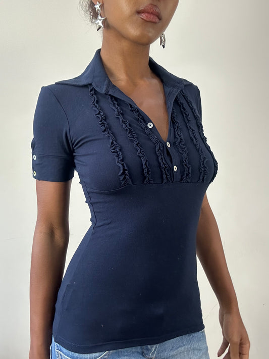 טופ ⁨intimissimi⁩ עם שרוולים קצרים – כחול כהה – מידה ⁨xs⁩ – ⁨best picks⁩