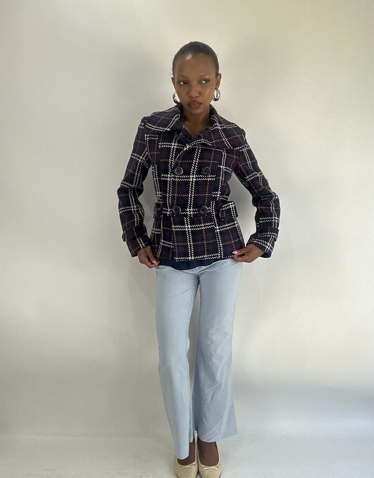 AUTUMN FAVOURITES | small purple and white jacket with tartan print