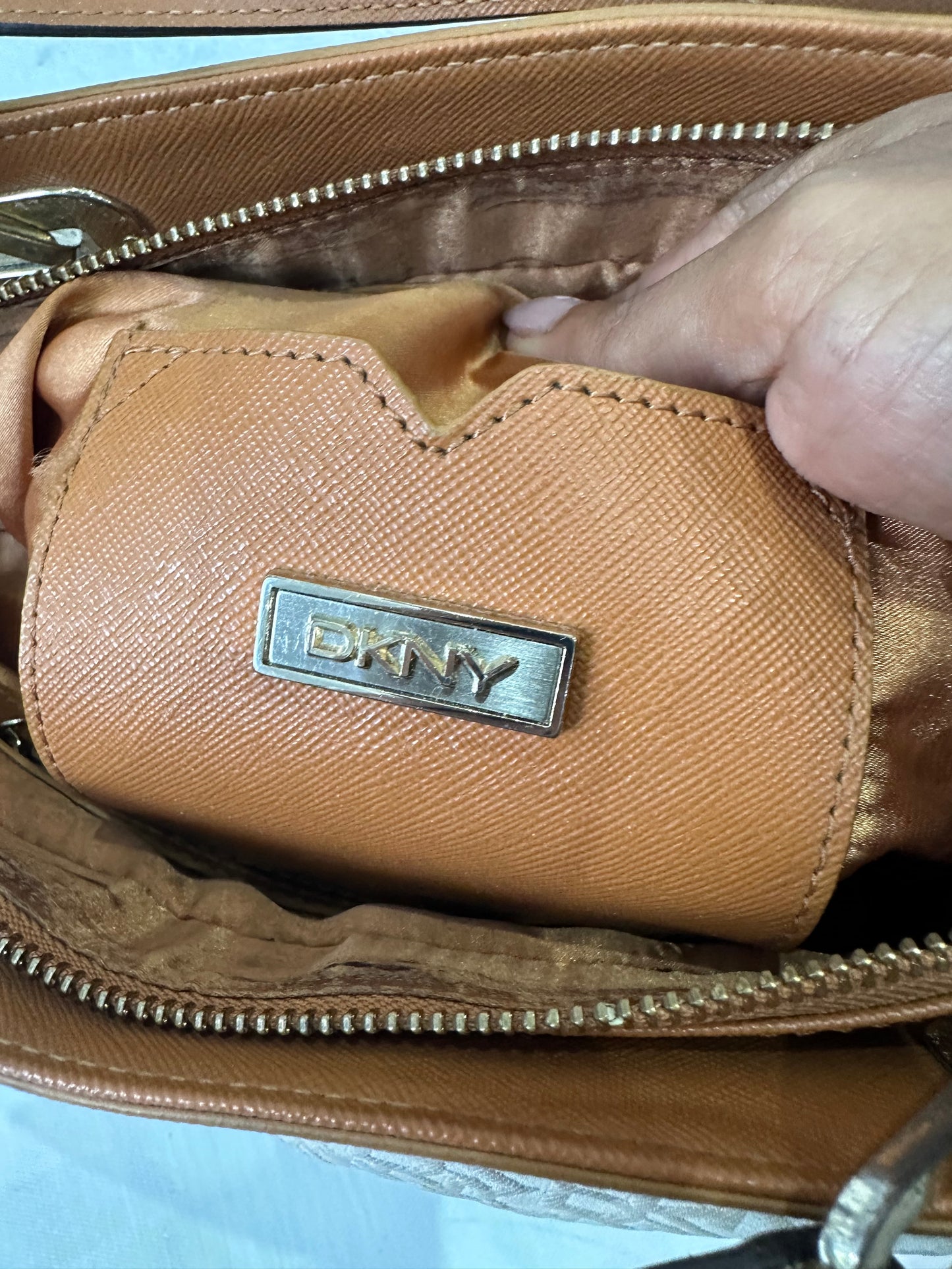 vintage edit thirty-three | white dkny shoulder bag with monogram print