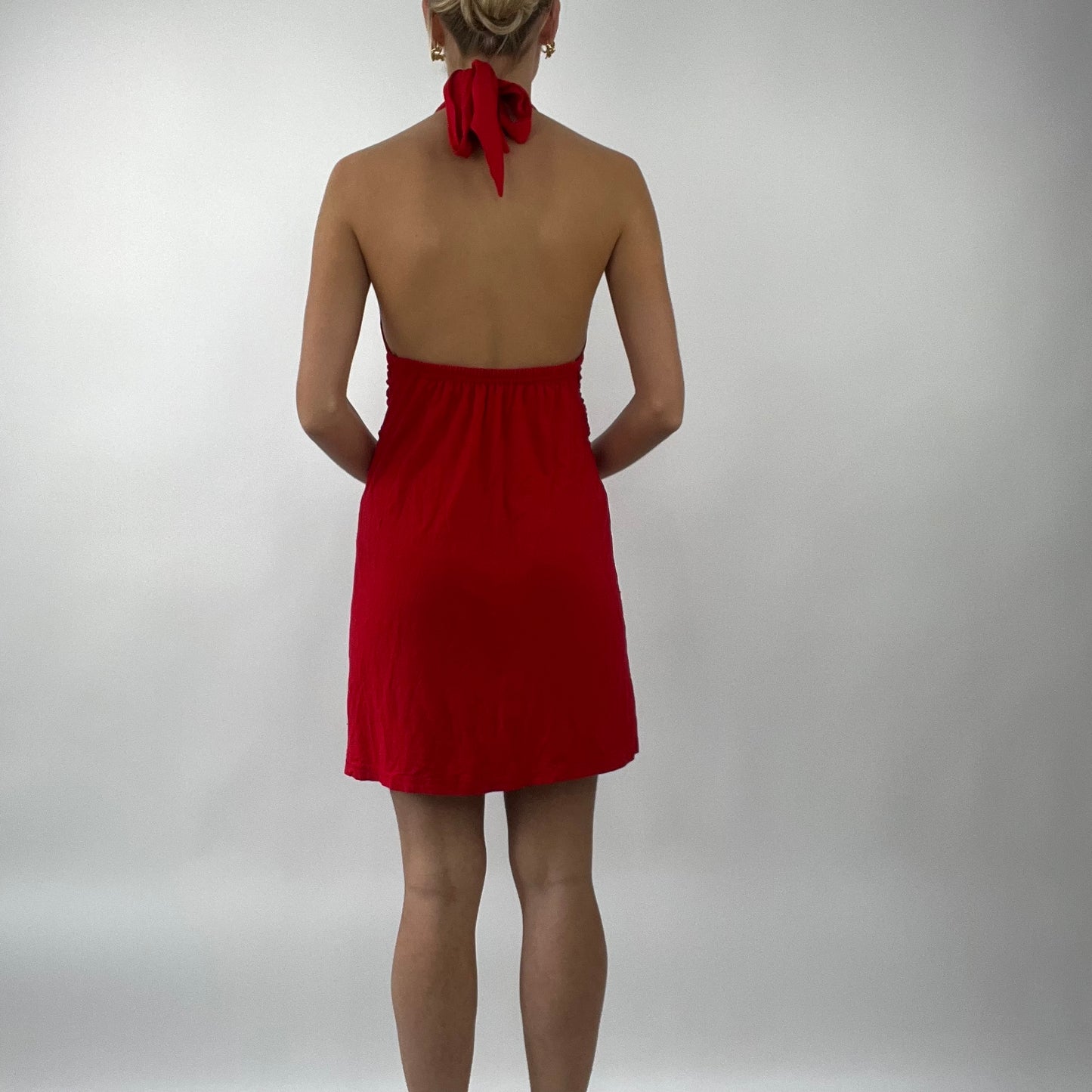 PROM SEASON DROP | small red ruched halterneck dress