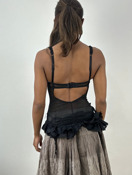 vintage edit: indie sleaze | extra small black la senza corset top
