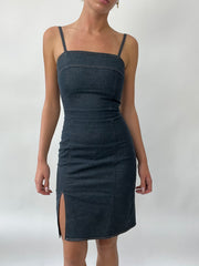 PUB GARDEN DROP | small denim midi dress with slit