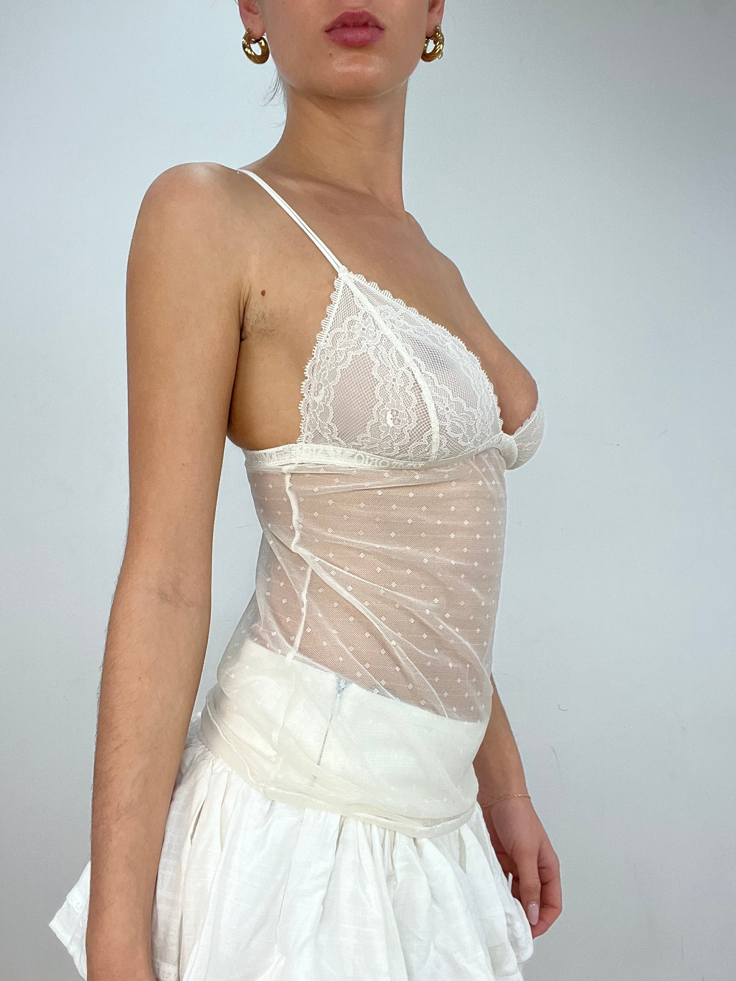 vintage edit ten | small white armani semi sheer cami top