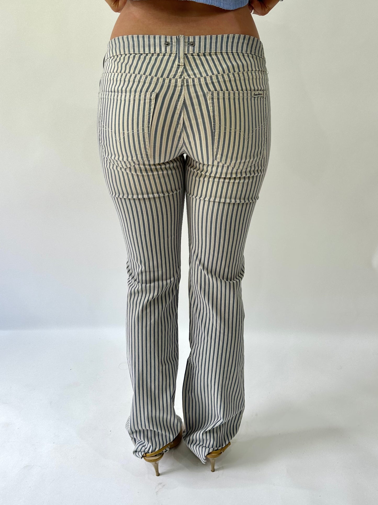 sailor drop | small white and blue guess pinstripe trousers