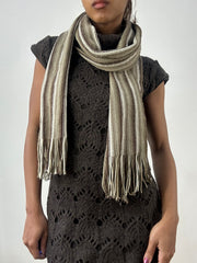 BEST PICKS | brown and white striped knit tassel scarf