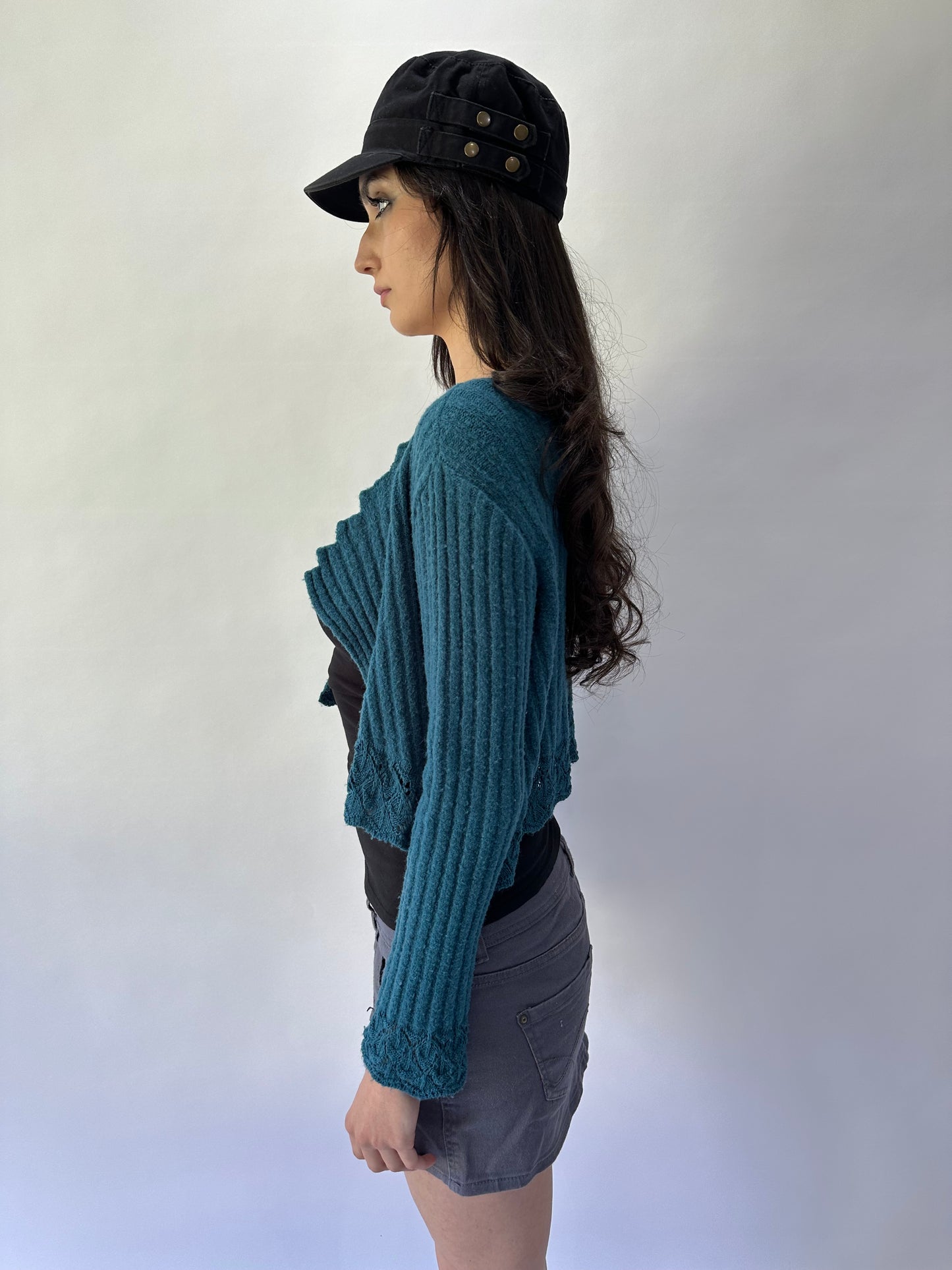 devil wears prada | small blue knit cardigan
