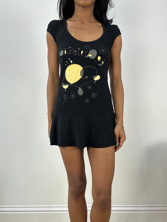 💻BEST PICKS | small black pattern mini dress with cutout back