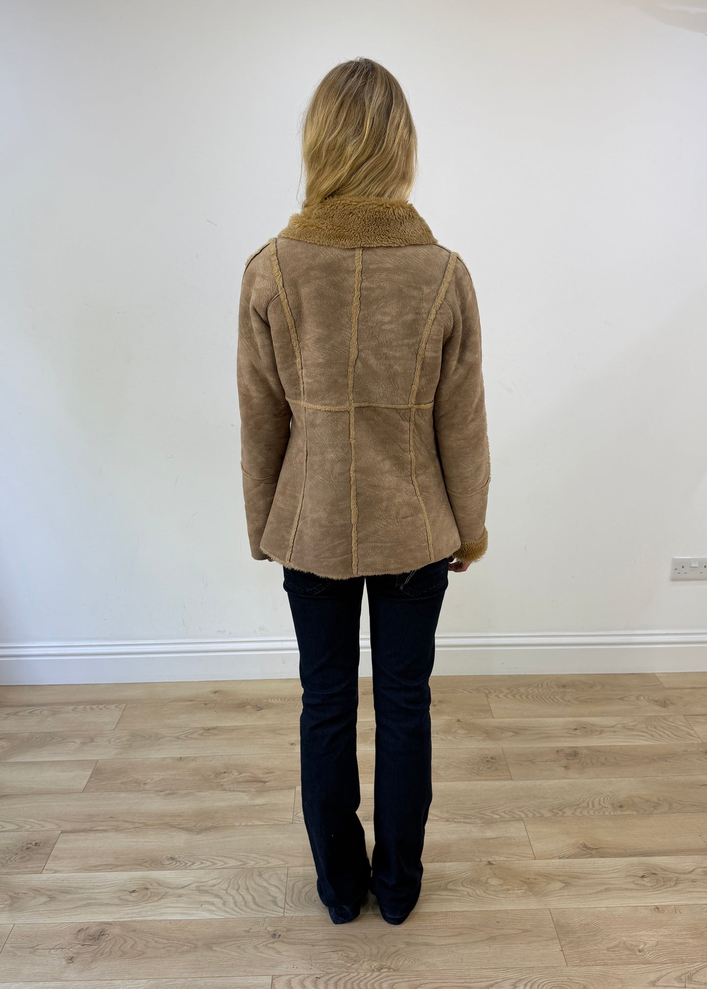 medium brown faux suede coat
