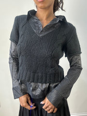 romantic grunge edit | small black layered sweater and shirt top