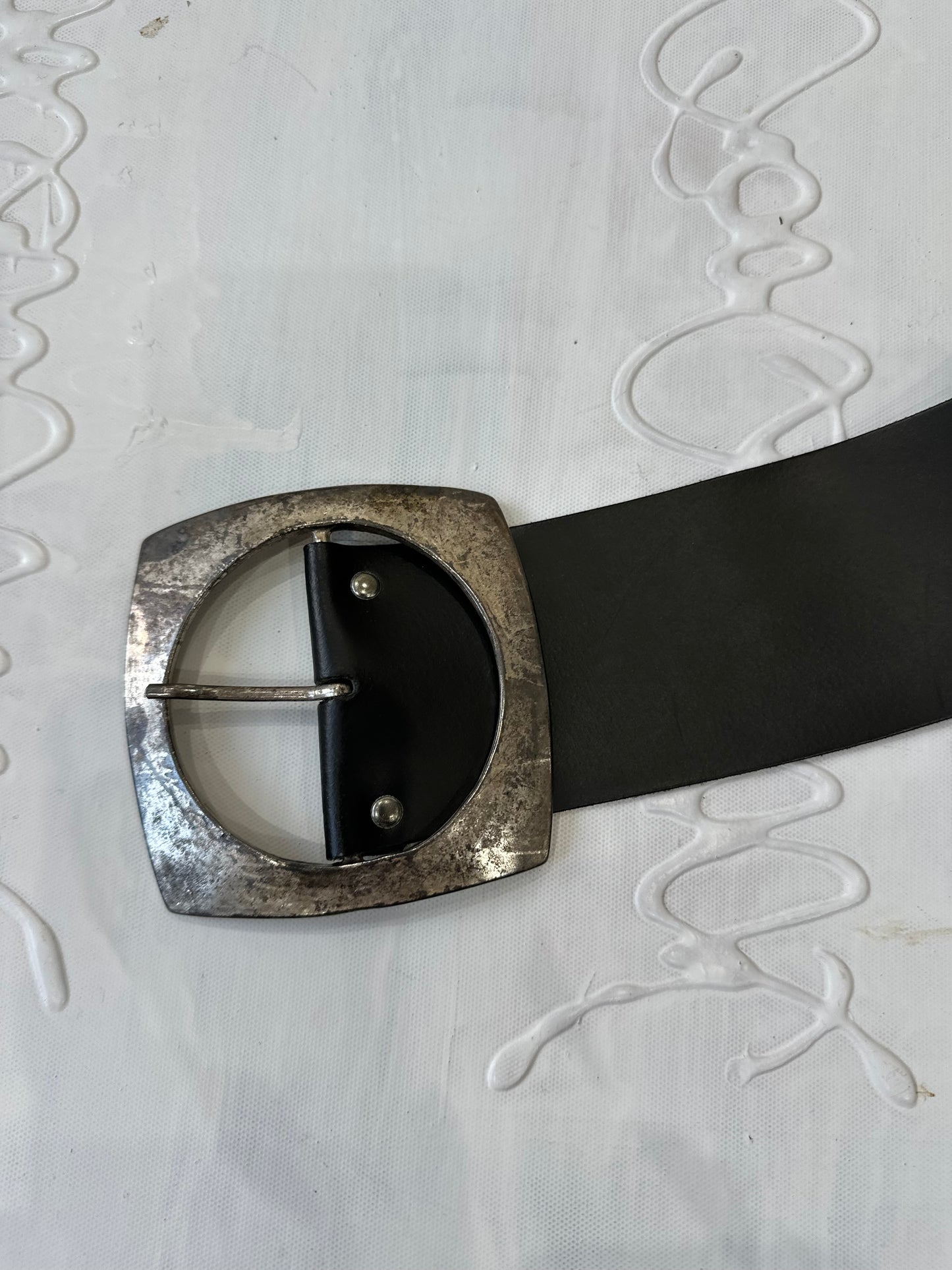 winter edit | black leather belt with oversized silver buckle