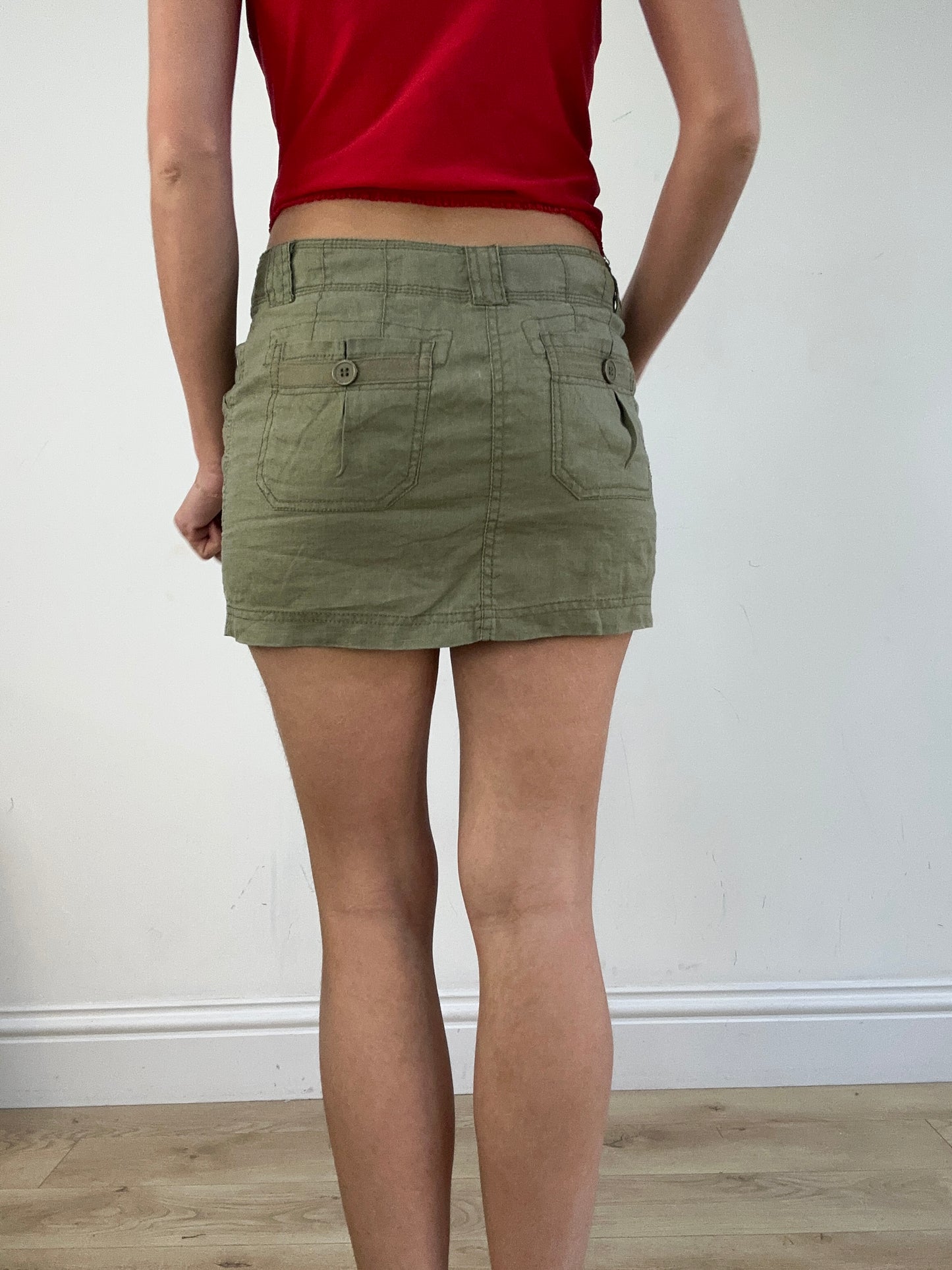 vintage edit sixteen | extra small khaki cargo style skirt