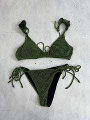 vintage edit thirty | Grão-vermelho e ouro brilhante set de bikini