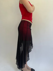 Y2K| small black and red mesh layered skirt