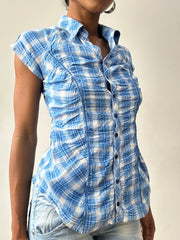midsummer edit | small blue orsay gingham blouse