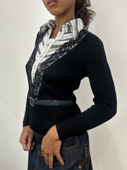 BEST PICKS | small black ribbed jumper with built in shirt detail