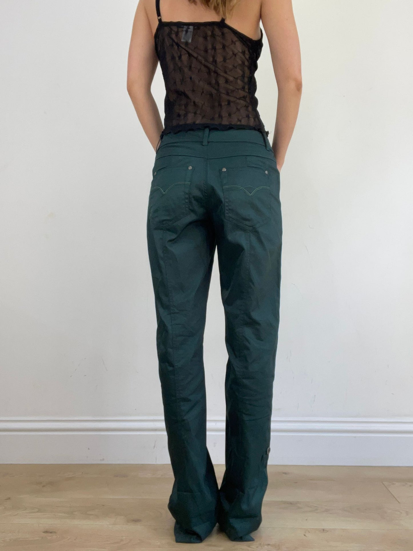 VINTAGE PICKS | extra small mid rise teal trousers