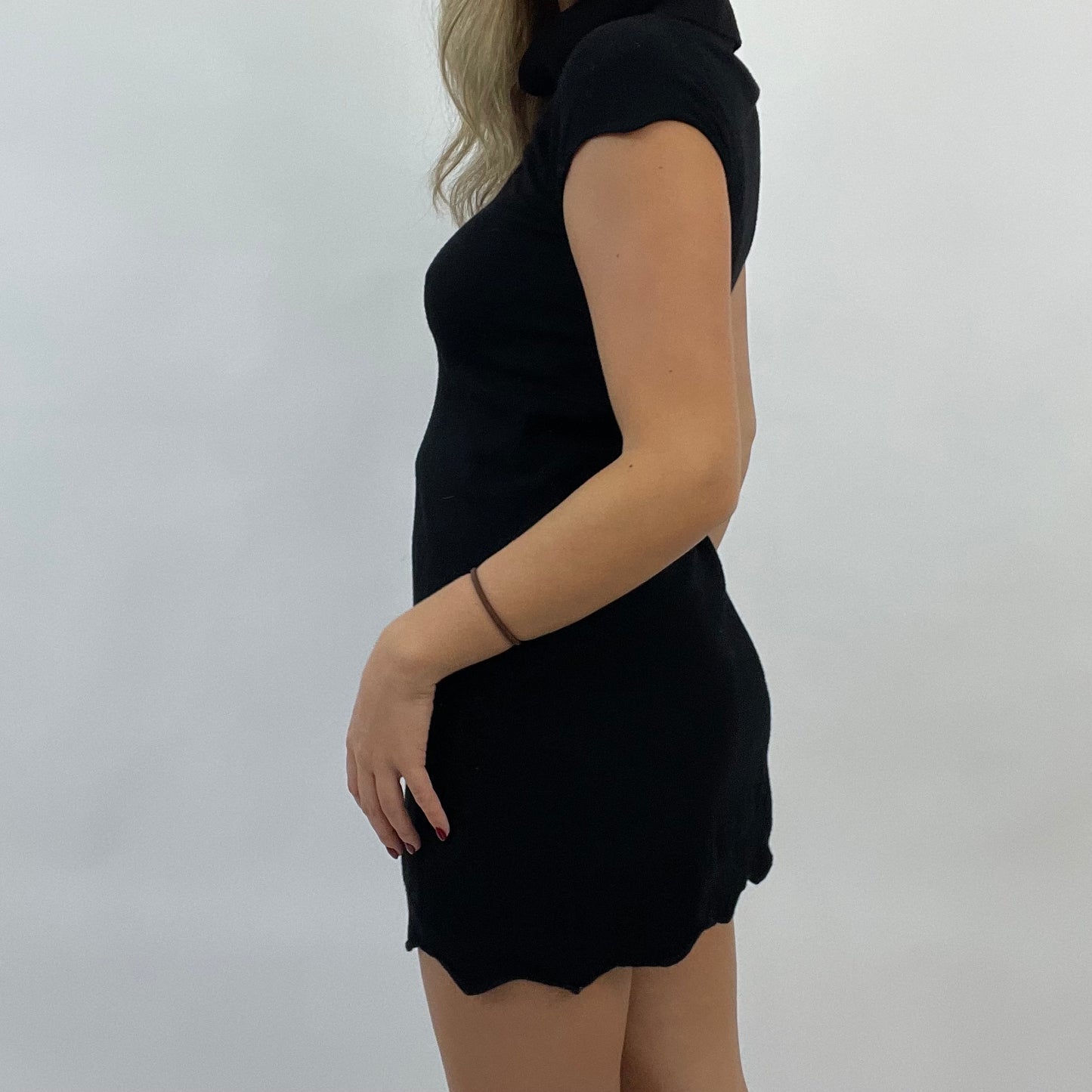 💚 CORPCORE DROP | small black knitted roll neck dress
