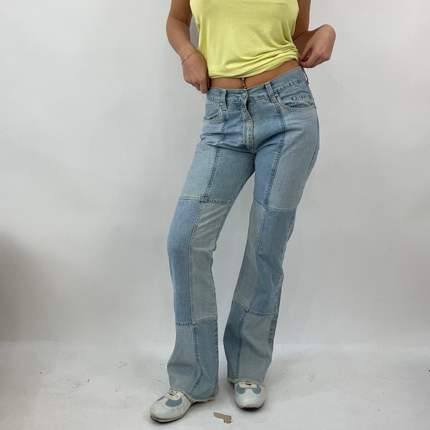 VINTAGE GEMS DROP | small light blue denim patchwork jeans