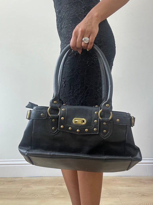 BEST PICKS | black shoulder bag with gold hardware details
