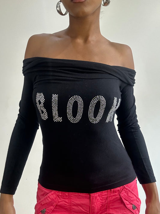 vintage edit thirty-one | small black off the shoulder long sleeve top