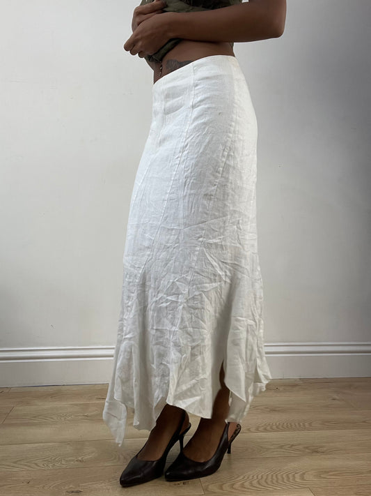 BEST PICKS | extra small white maxi skirt with asymmetric hem