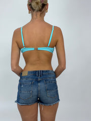 COCONUT GIRL DROP | medium blue bikini top with adjustable straps
