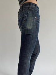 ‼️ | small dark blue sequin detail fitted jeans