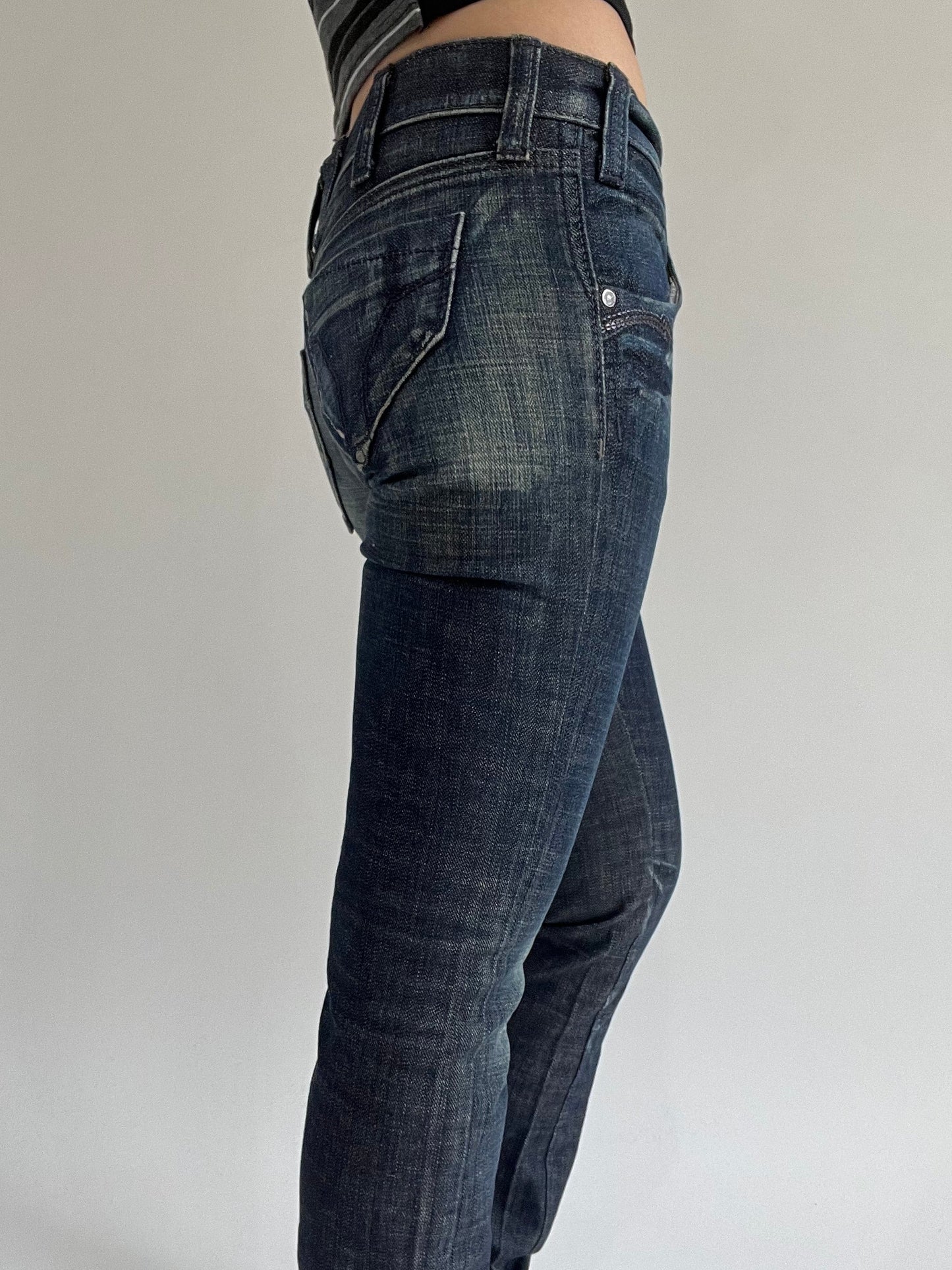 ‼️ | small dark blue sequin detail fitted jeans