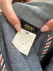 Vintage edit six | chaqueta de versace acanalada azul extra pequeño