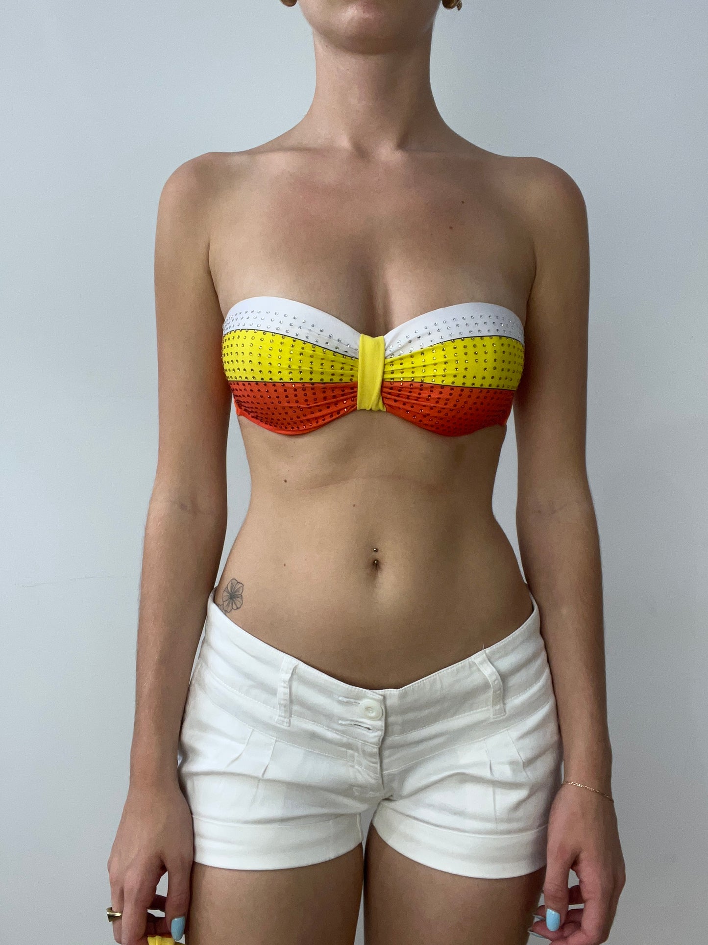 vintage edit thirty | small orange and yellow bandeau bikini set