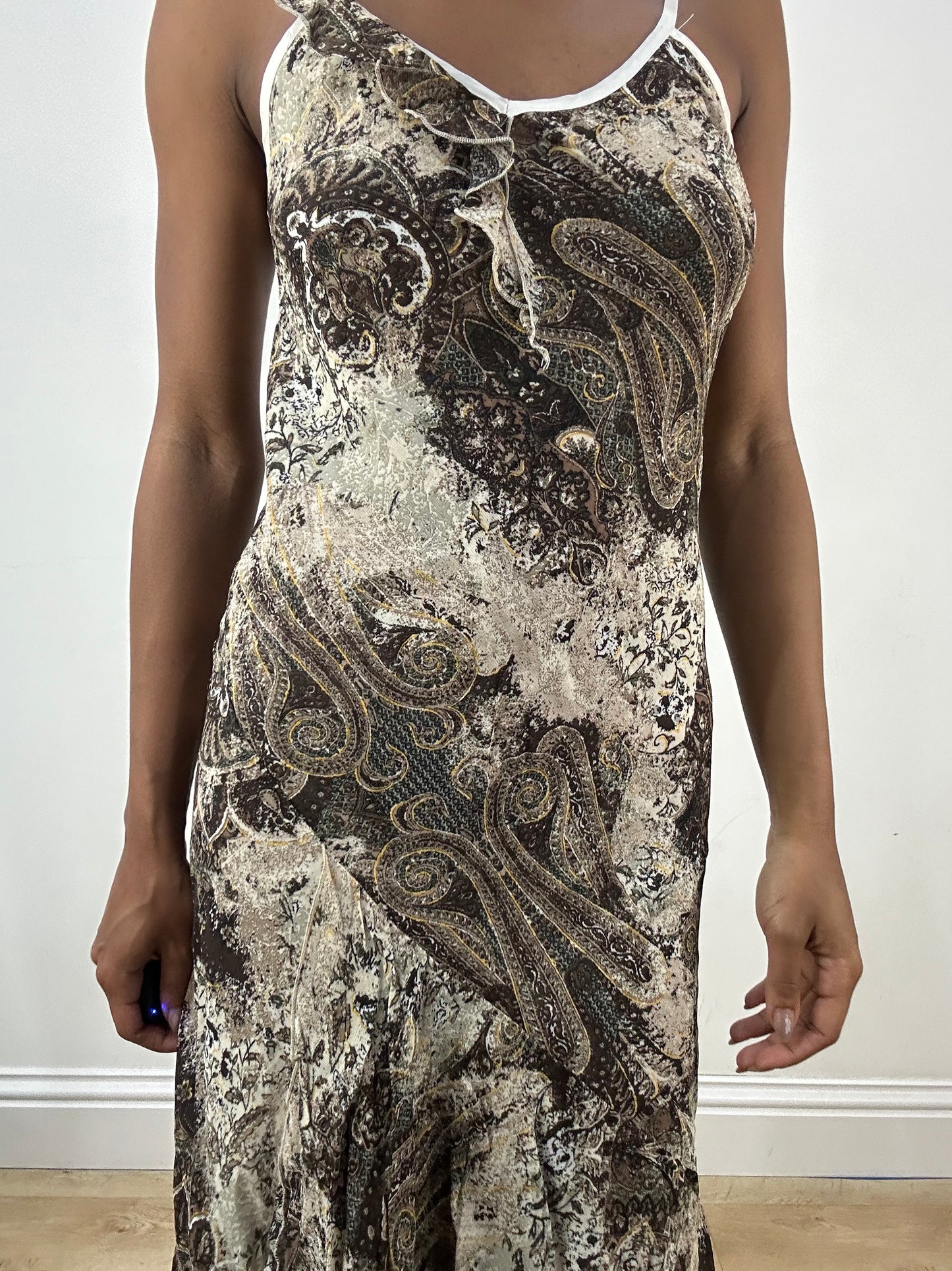 vintage edit: indie sleaze | small brown asymmetric midi dress