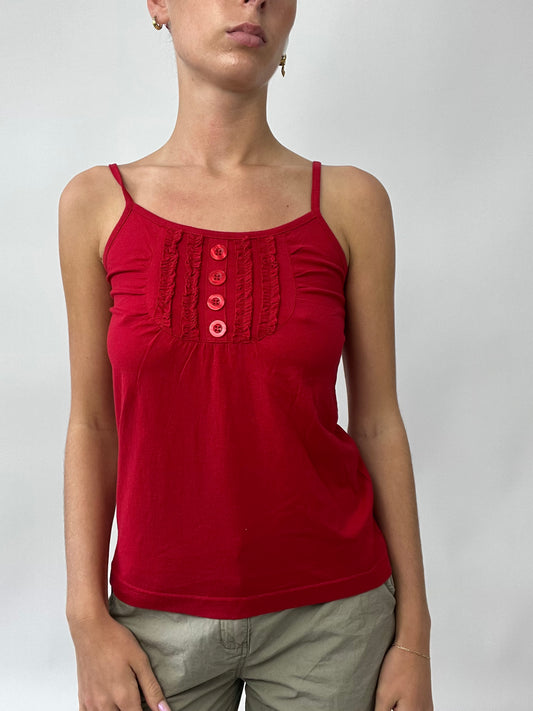 💻PUB GARDEN DROP | medium red cami with ruffles and buttons