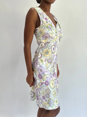 french summer drop | taille: S · couleur: blanc · article: robe · détails: fleuri + longueur midi
