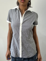romantic grunge edit | small blue pinstripe collared shirt
